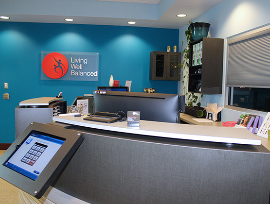Front desk at Living Well Balanced in Raleigh NC